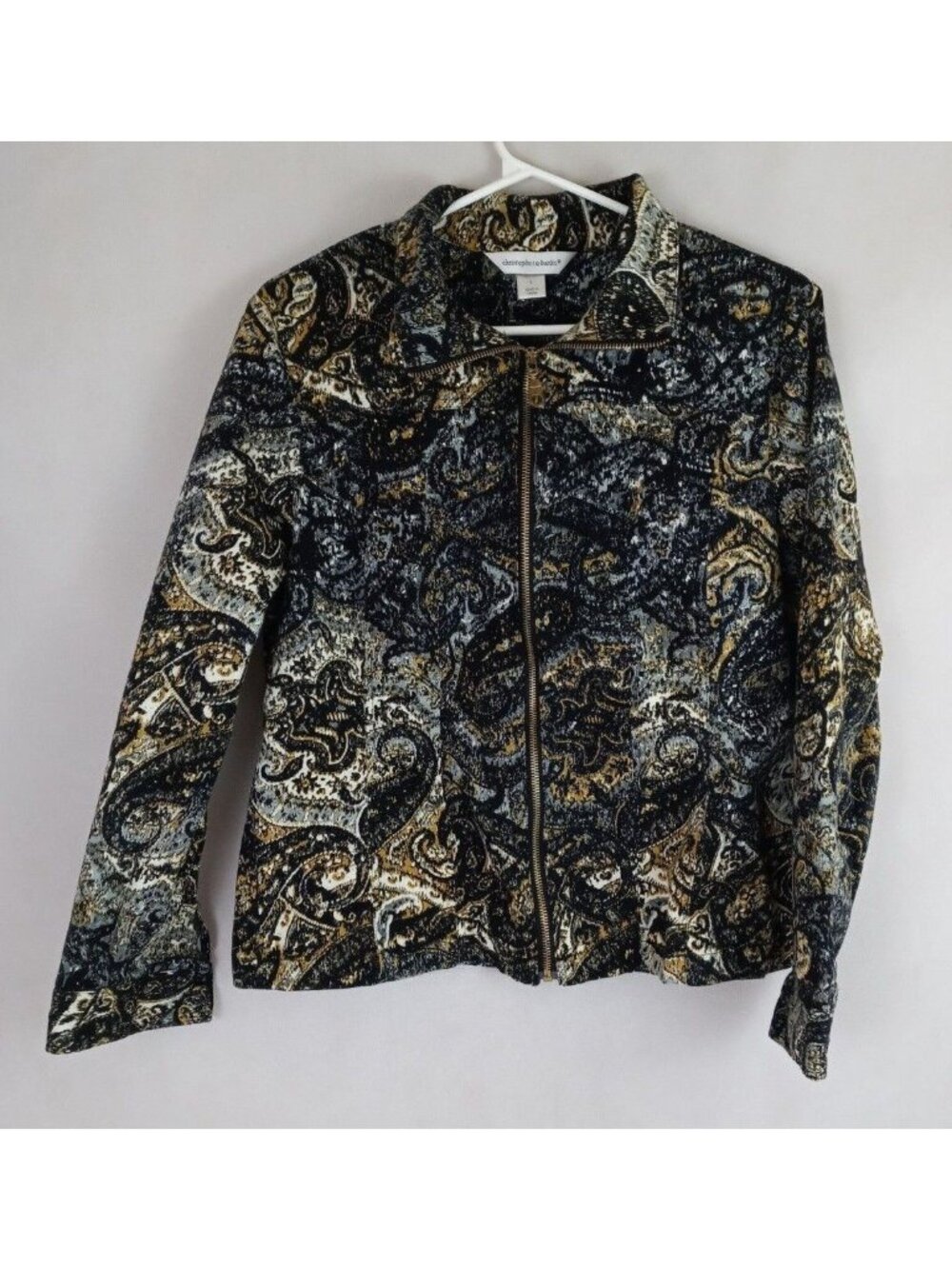 Christopher & Banks Women's Full Zip Beaded Paisley Jacket Size Large